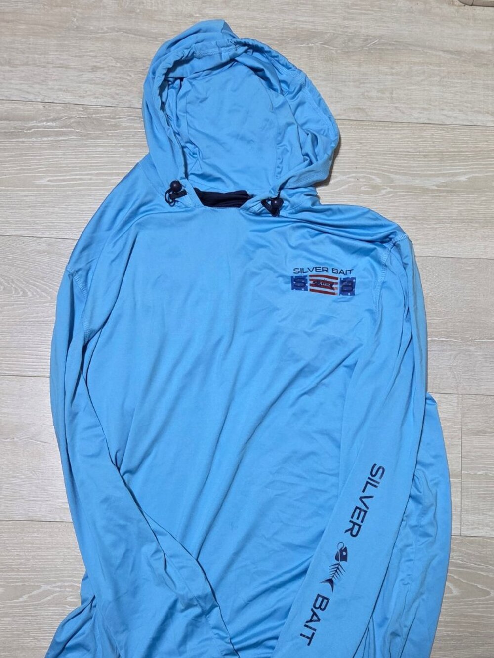Silver Bait Long Sleeve Performance Fishing Sun Hoodie Light Blue Men's XL NWOT